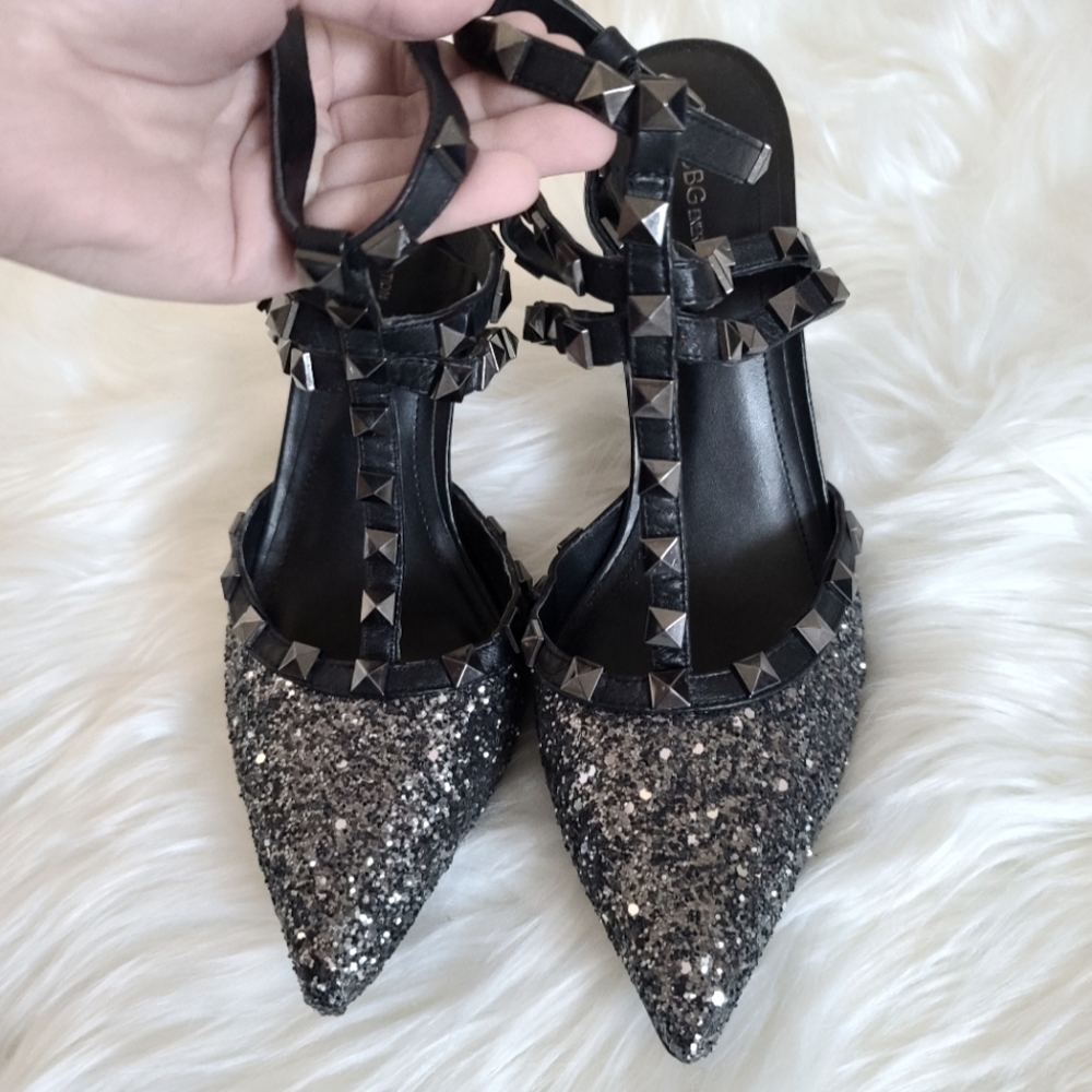 Bcbg maxaria rockstud glitter heels